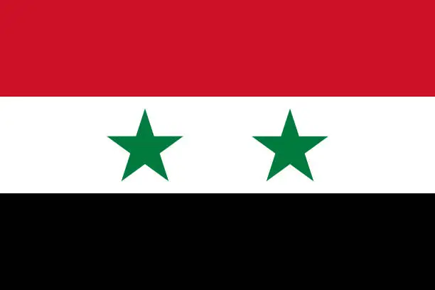 Vector illustration of National Flag of Syria original size and colors vector illustration, government of the Syrian Arab Republic flag United Arab Republic, flag Syrian Arab Republic