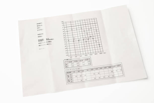 istock Isolated shot of hearing test report on white background 1332418071