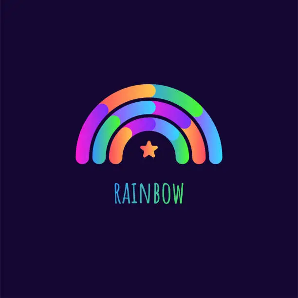 Vector illustration of Rainbow geometric isolated symbol. Rainbow and star abstract icon