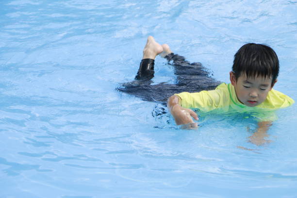 istock Little boy in swimming pool 1332422972