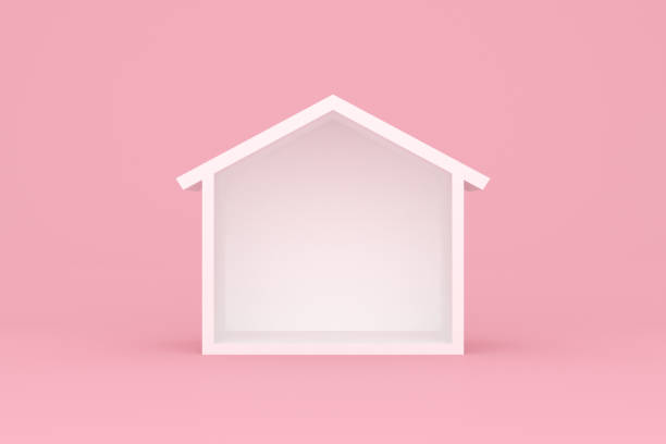 istock 3d rendering of cross section house, Empty room isolated on pink background. 1332430182