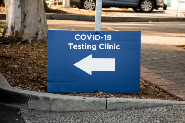 istock COVID-19 testing clinic sign. Coronavirus outbreak 1332430967