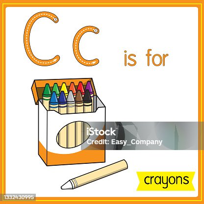 istock Vector illustration for learning the alphabet For children with cartoon images. Letter C for crayons. 1332430995