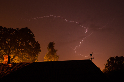 Lightning bolt in night sky