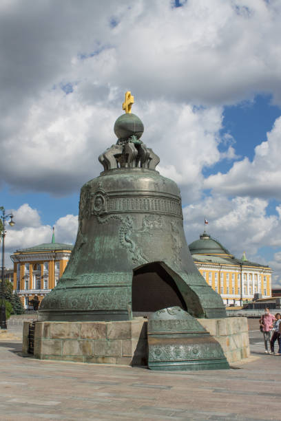 famous place bronze monument-Tsar Bell in the Kremlin close-up on a sunny summer day in Moscow