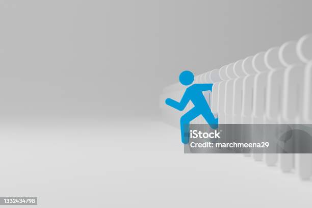 Human Sign Outstanding Among Group Leader Unique Think Different Individual And Standing Out From The Crowd Concept 3d Illustration Stock Photo - Download Image Now