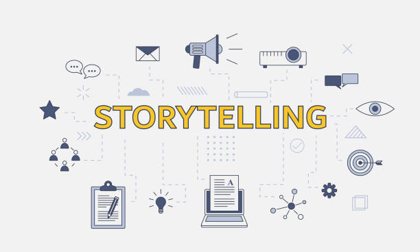 istock storytelling concept with icon set with big word or text on center 1332436910