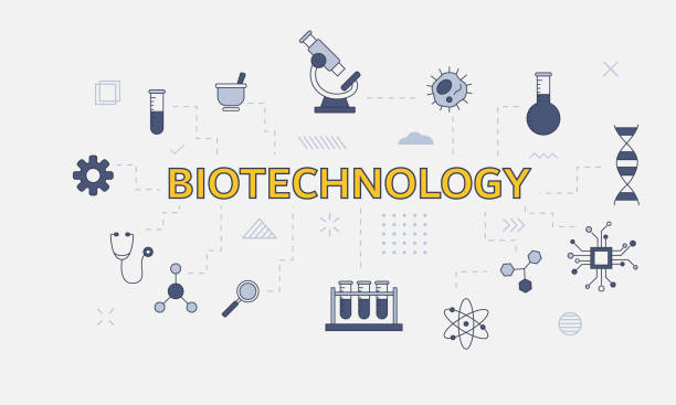 istock biotechnology concept with icon set with big word or text on center 1332436948