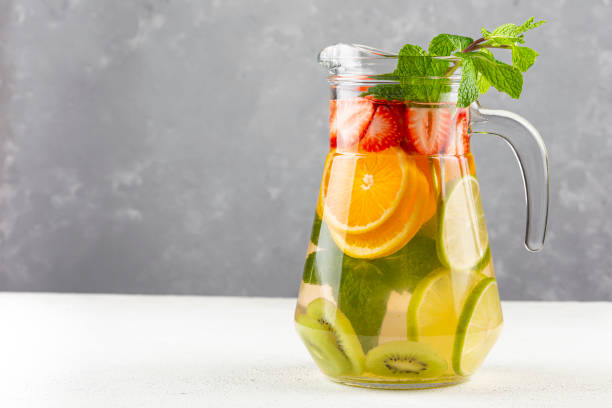 istock Water flavored with fresh summer fruit. 1332438748