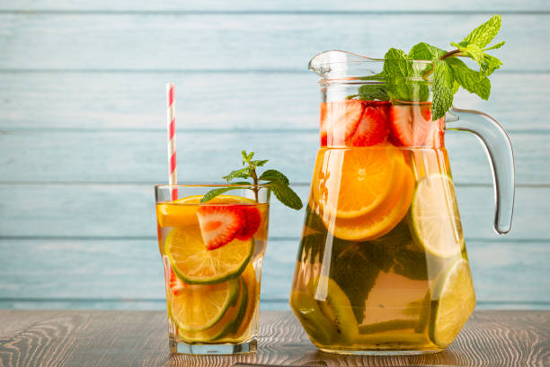 istock Water flavored with fresh summer fruit. 1332438758