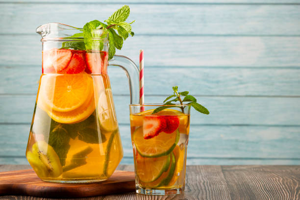 istock Water flavored with fresh summer fruit. 1332438805
