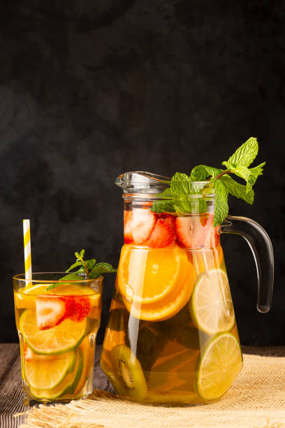 istock Water flavored with fresh summer fruit. 1332438853