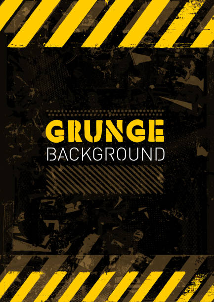 illustrazioni stock, clip art, cartoni animati e icone di tendenza di vettore di sfondo poster grunge industriale - backgrounds yellow textured built structure