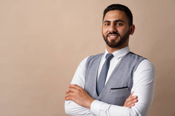 istock Close up portrait of young arab man in studio 1332444302