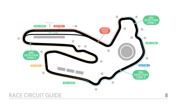 illustrations, cliparts, dessins animés et icônes de le guide du circuit de course a une vue de dessus. la piste isolée sur fond blanc. illustration vectorielle. - piste de compétition