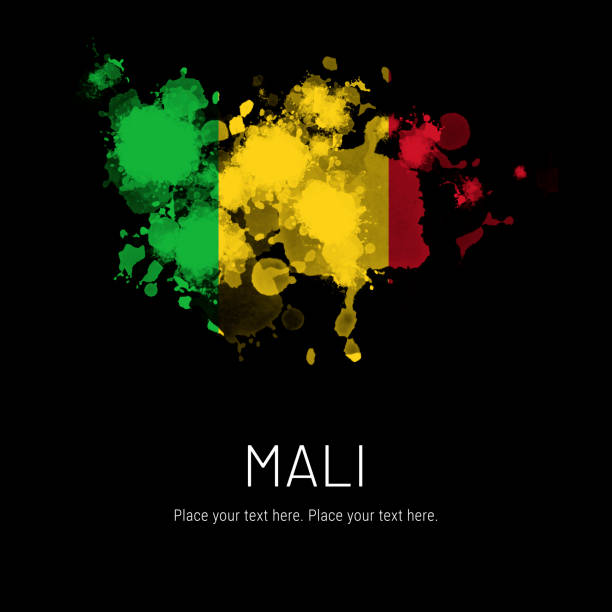 istock Flag of Mali ink splat on black background 1332450711