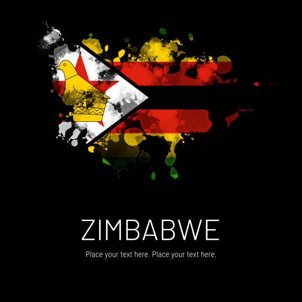 istock Zimbabwe flag ink splat on black background 1332451376