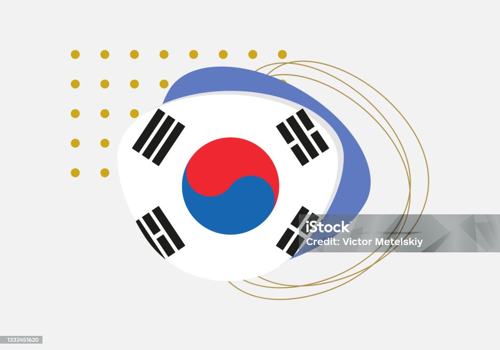 Ikon Atau Lencana Bendera Korea Selatan Lambang Nasional Korea Dengan