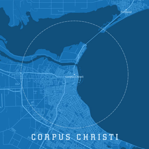 Corpus Christi TX City Vector Road Map Blue Text. All source data is in the public domain. U.S. Census Bureau Census Tiger. Used Layers: areawater, linearwater, roads.