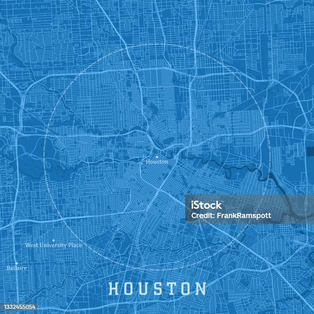 Houston Tx City Vector Road Map Blue Text Stok Vektör Sanatı & Houston - Teksas‘nin Daha Fazla Görseli - Houston - Teksas, Harita, Teksas