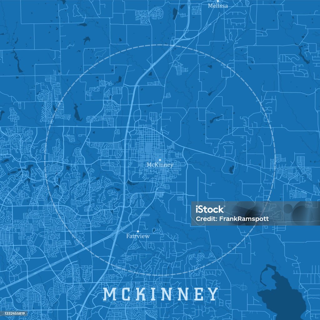 McKinney TX City Vector Road Map Blue Text McKinney TX City Vector Road Map Blue Text. All source data is in the public domain. U.S. Census Bureau Census Tiger. Used Layers: areawater, linearwater, roads. McKinney - Texas stock vector