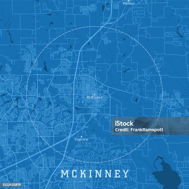 Mckinney Tx City Vector Road Map Blue Text Stock Illustration - Download Image Now - McKinney - Texas, Texas, Blue