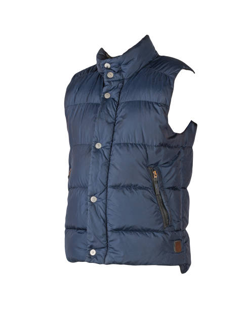 istock Dark blue sleeveless jacket isolated on white background. 1332456467