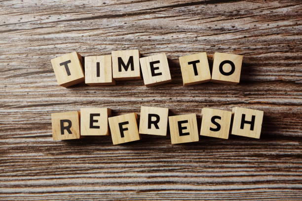 istock Time To Refresh alphabet letter on wooden background 1332459831