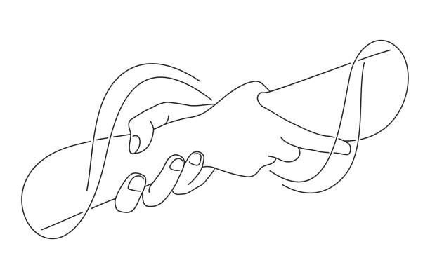 ilustrações de stock, clip art, desenhos animados e ícones de help and hope, drawn in thin single line - free hand