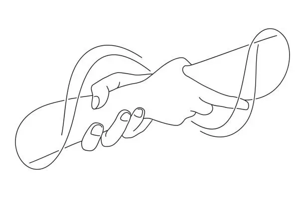 Vector illustration of Help and hope, drawn in thin single line