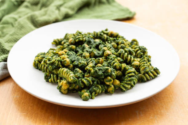 istock Pasta with chickpeas and spinach cream 1332465277
