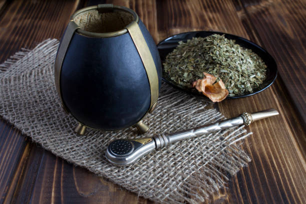 istock Tea mate on the rustic  wooden background. Close-up. 1332470305