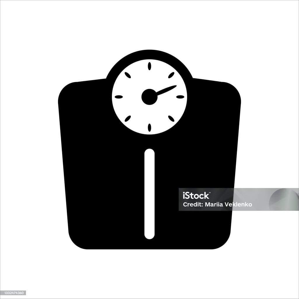 Bathroom weigth scale icon. Weighing machine, logo isolated on white background. Flat design interface element for app ads logo ui ux web banner button - Royalty-free Tartı Vector Art