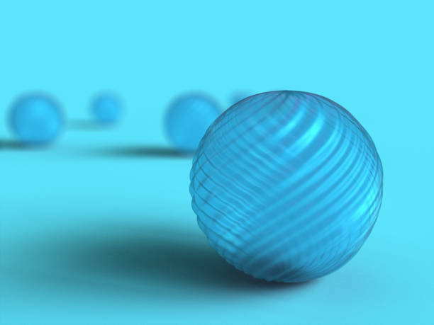 istock 3D rendered textured spheres in blue colors. Illustration for curved lines, dynamic objects or futuristic background. Visualization for abstraction and spherical modeling. 1332476940