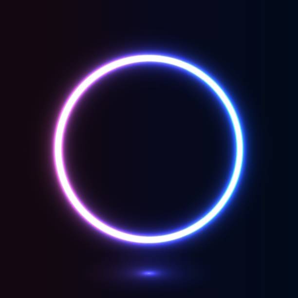 istock Neon glow circle on dark background. Geometric shape with copy space for banner, poster, advertising 1332479785