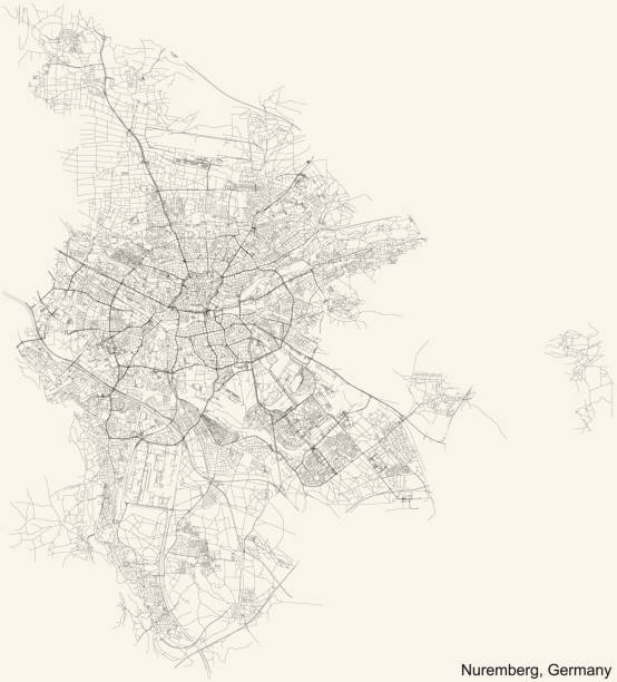 istock Street roads map of Nuremberg, Germany 1332479974
