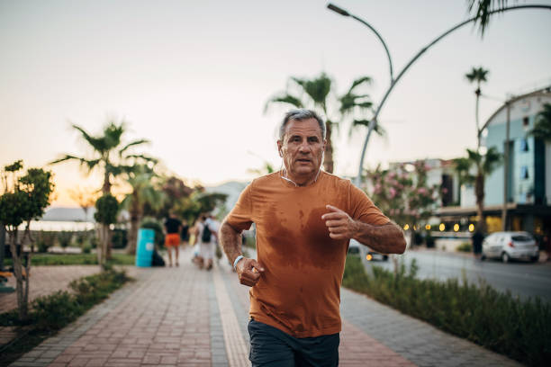 Man jogging on the sidewalk