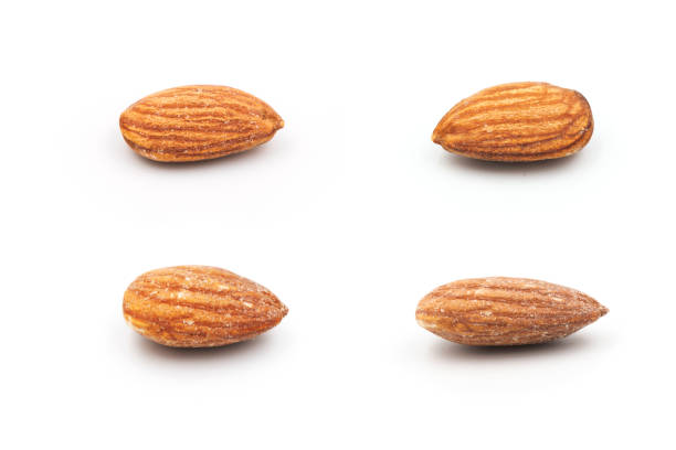 Set ,Almond collection, Almond isolated on the white background.