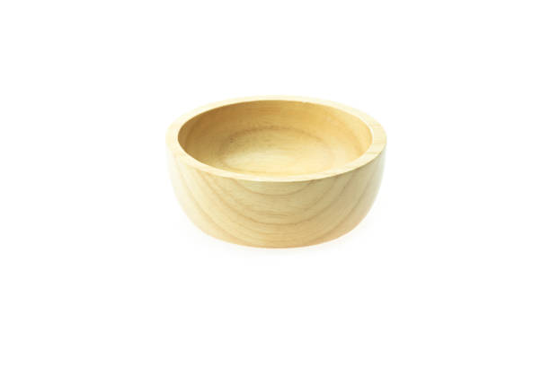 istock wooden bowl isolated on the white background. 1332484870
