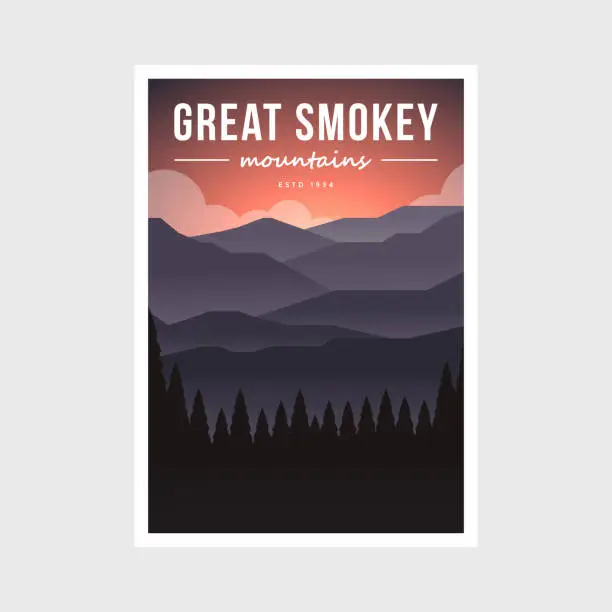 Vector illustration of Great Smokey Mountains National Park modern poster vector illustration