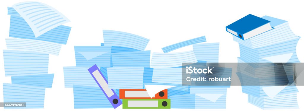 Stack Of Documents And Assignments On Folder Paper Sheets With Tasks ...