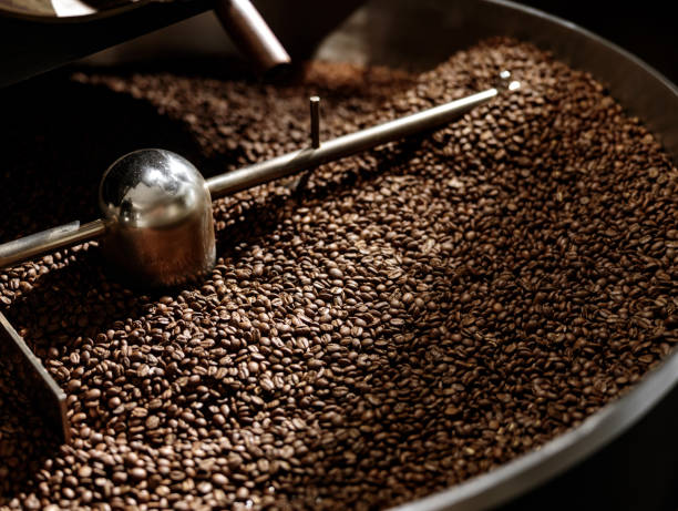 istock Cooling tray with brown roasted coffee beans 1332497666