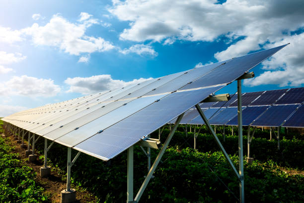 istock Clean solar panels and beautiful natural landscape 1332501297