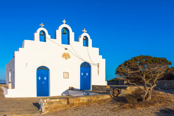 istock Greek Chapel With Three Bell Towers 1332501543