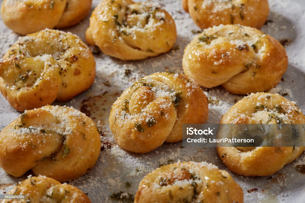 Soft and Chewy Parmesan Garlic Knots Garlic Stock Photo