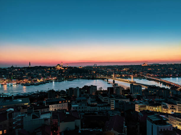 istock Magnificent sunset view from Galata Tower on Golden Horn 1332508367
