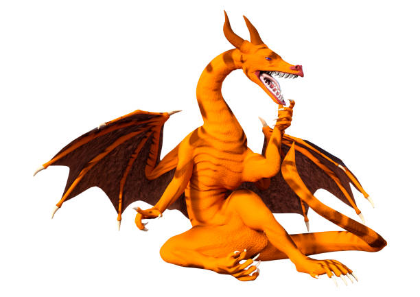 3D rendering of a fantasy dragon isolated on white background