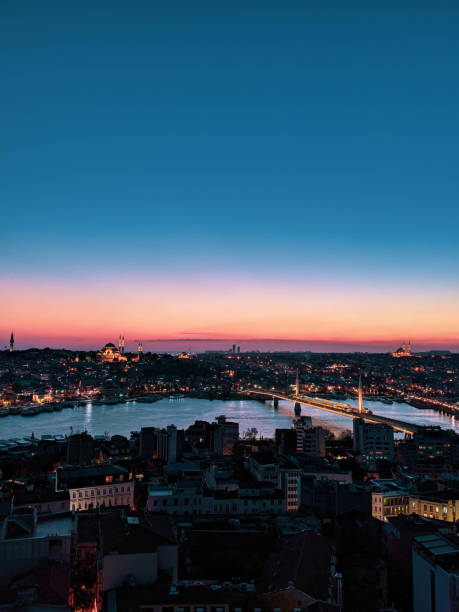 istock Incredible sunset view from Galata Tower on the Golden Horn 1332508731
