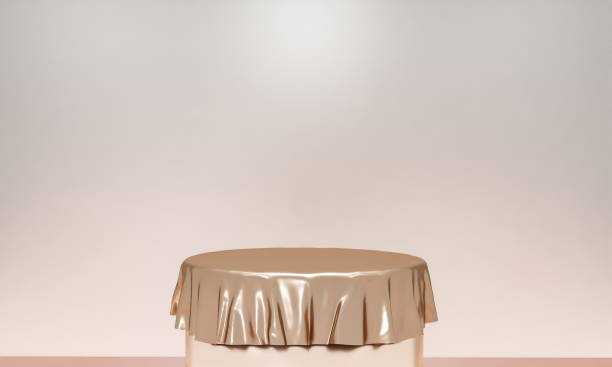 istock Scene with elegant shiny podium for mock up presentation in minimalism style with copy space, 3d render abstract background design 1332512597