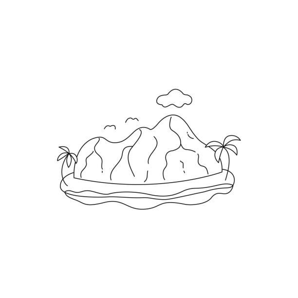 illustrazioni stock, clip art, cartoni animati e icone di tendenza di illustrazione di isola tropicale - mountain landscape mountain peak small